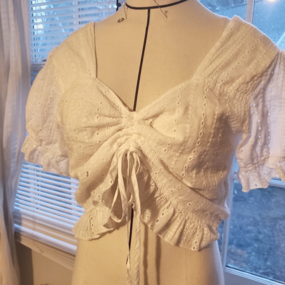 White Adjustable Puff Sleeve Summer Top